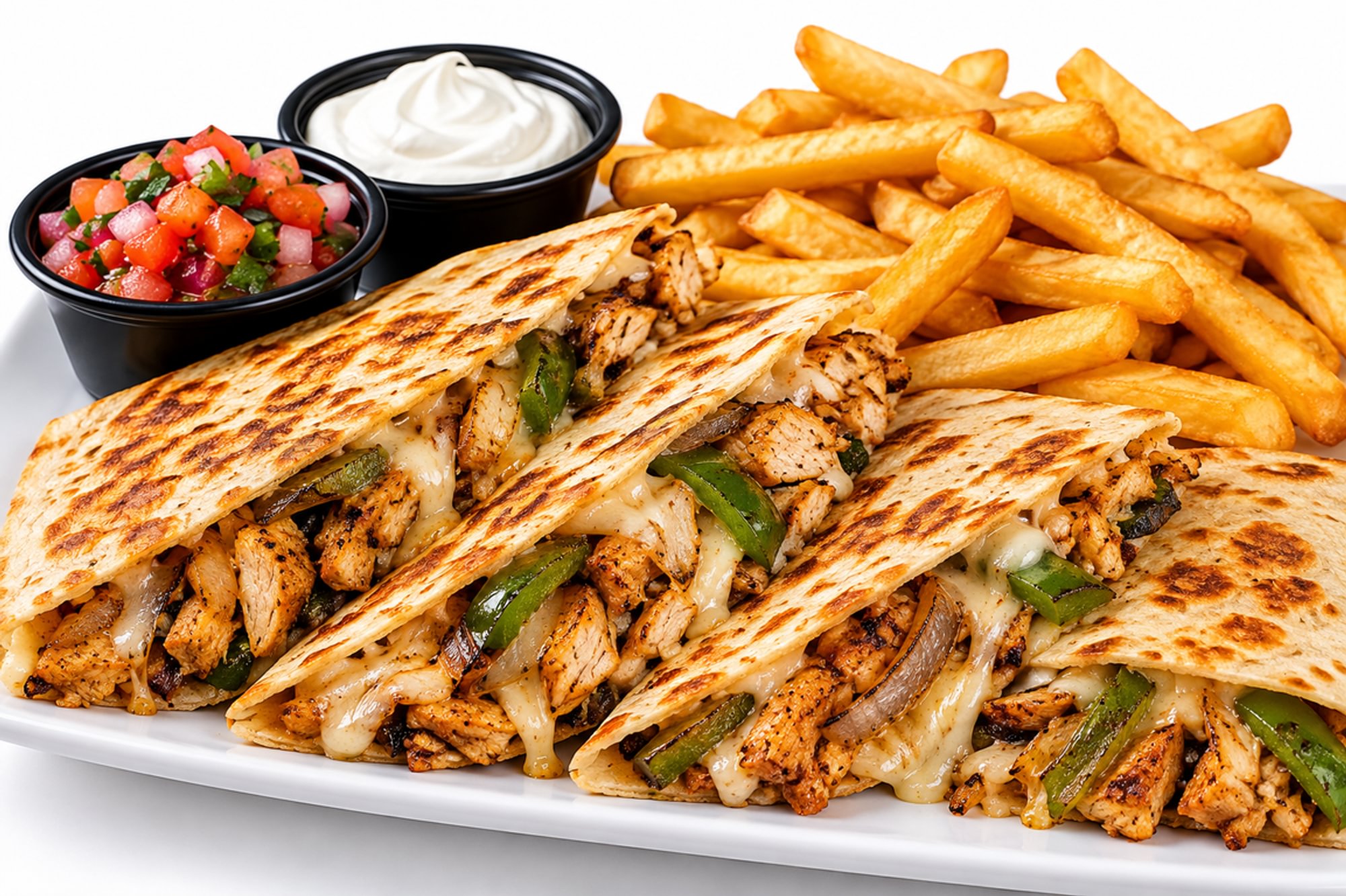 Chicken Quesadilla + fries
