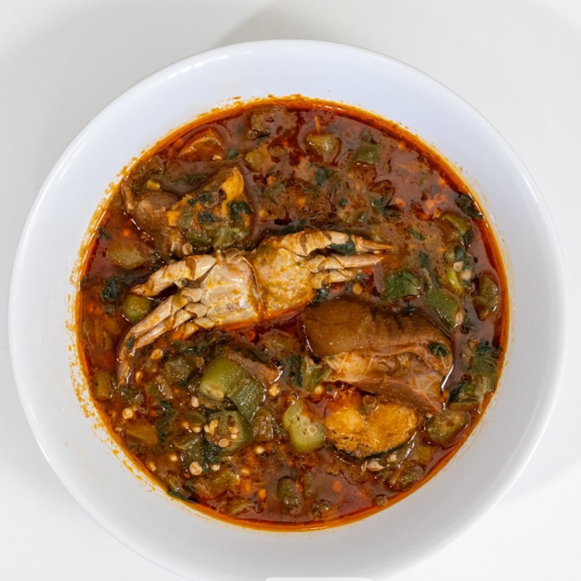 Okra Soup + Goat/Mackerel/Crab