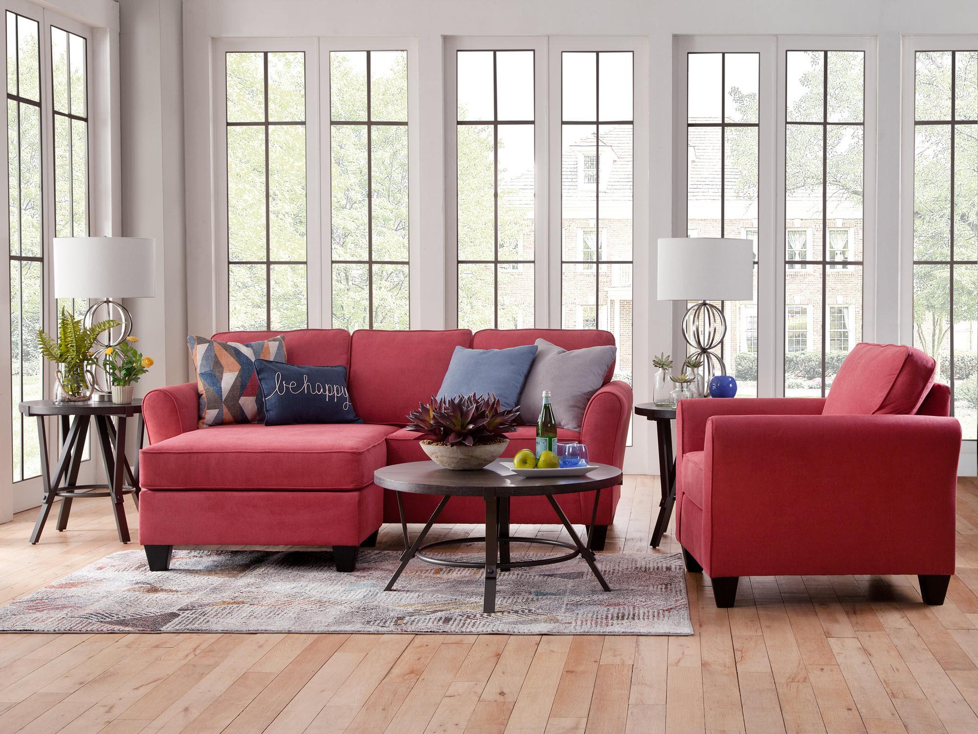 Kaylie Red Chaise Sofa & Chair