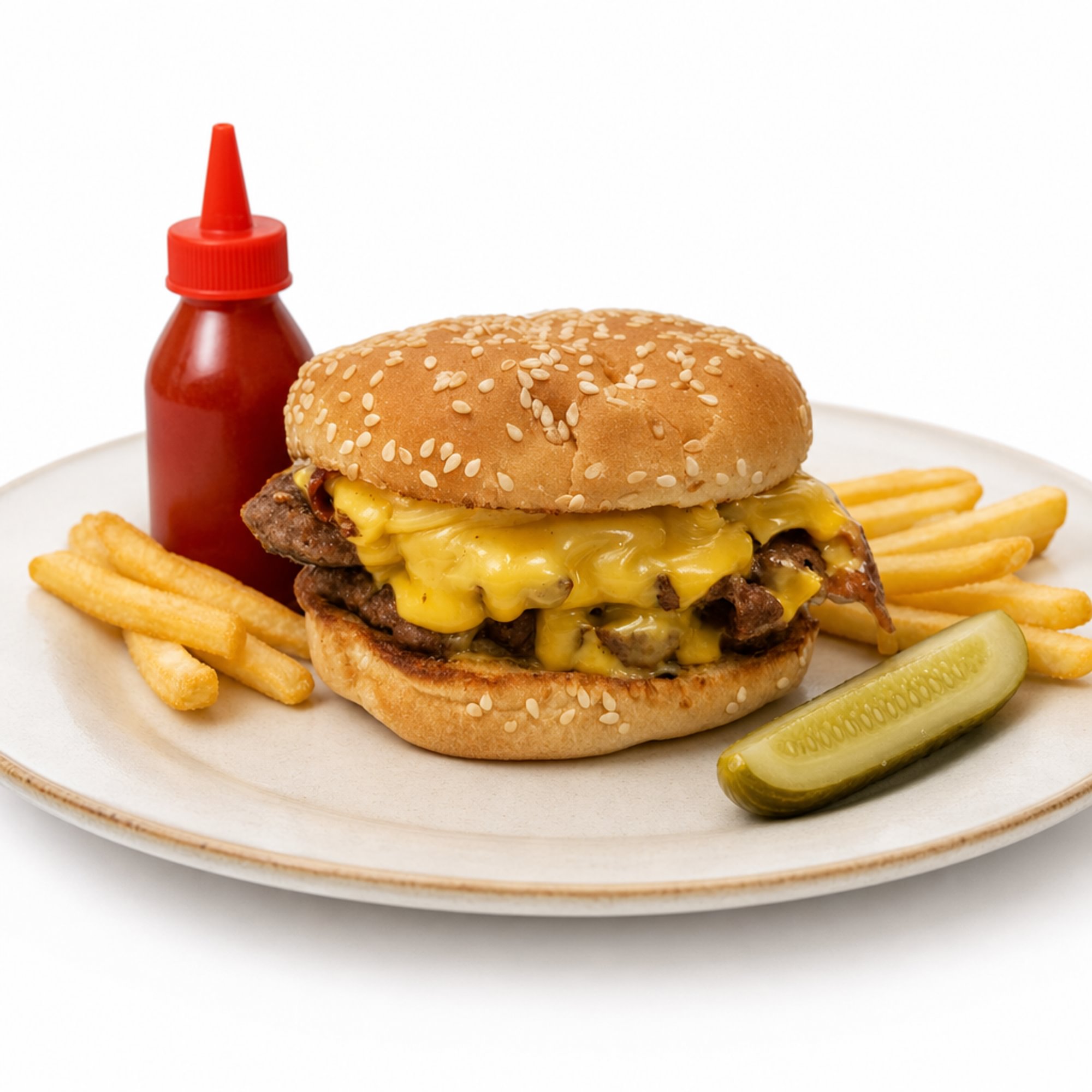 Double Smash Burger w/ Side and a Pickle