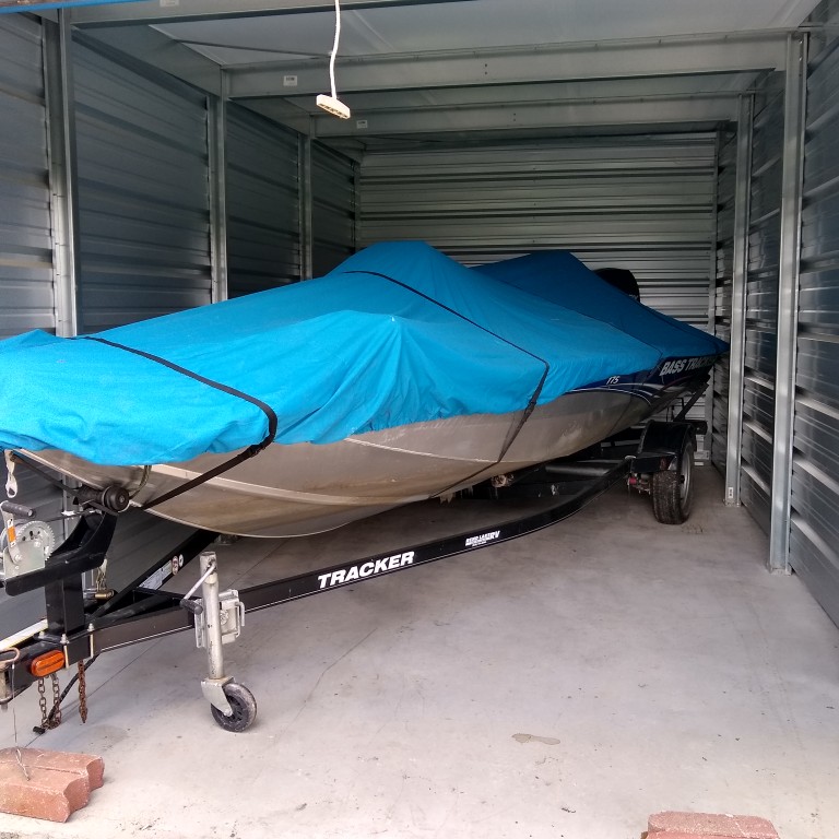 We even can store your boat inside. This is a 10x20 storage unit. Store boats, cars, tractors and all your toys at Southern Illinois Storage.