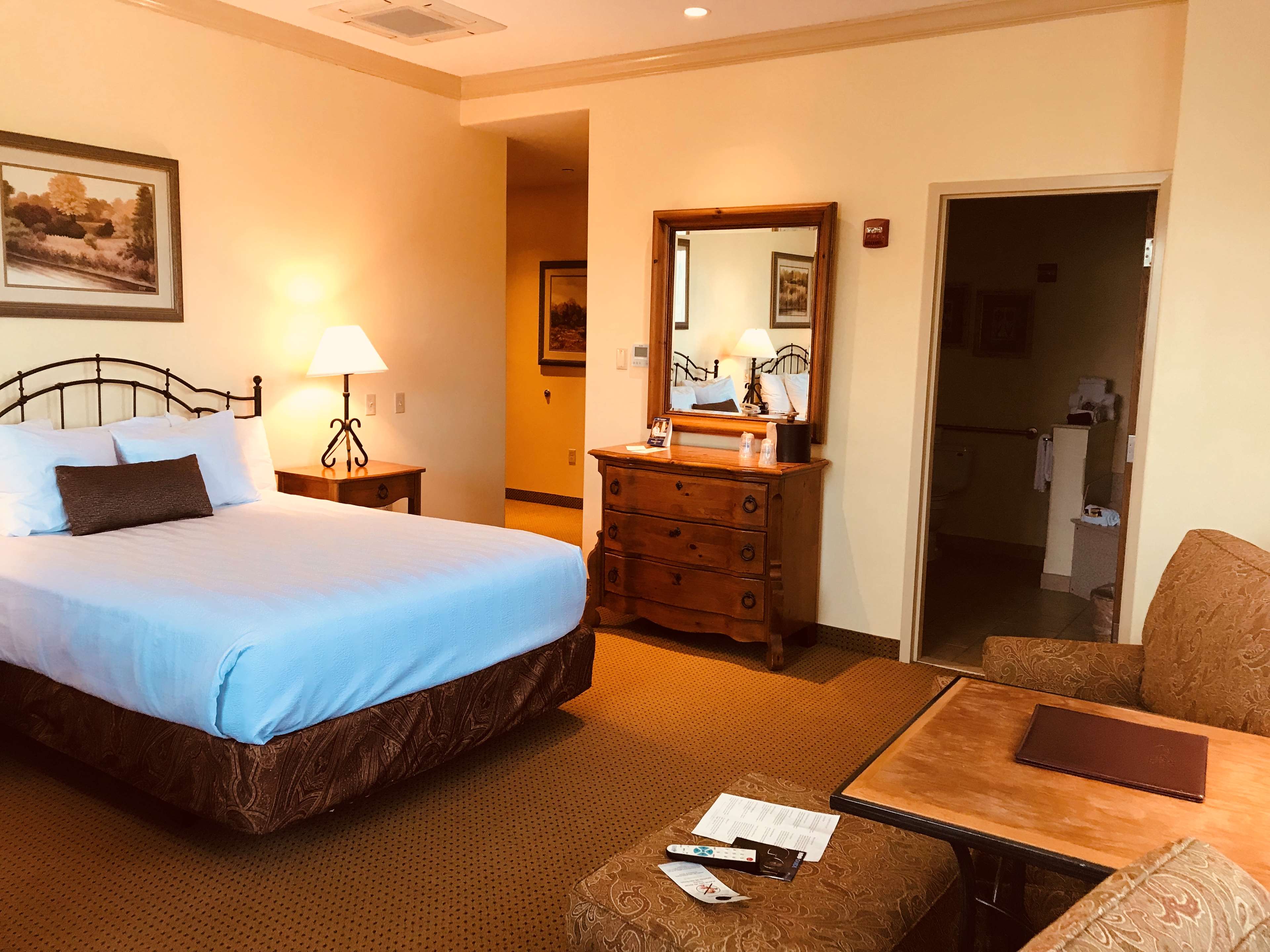 Room 180, two queen suite with fireplace, walk in shower