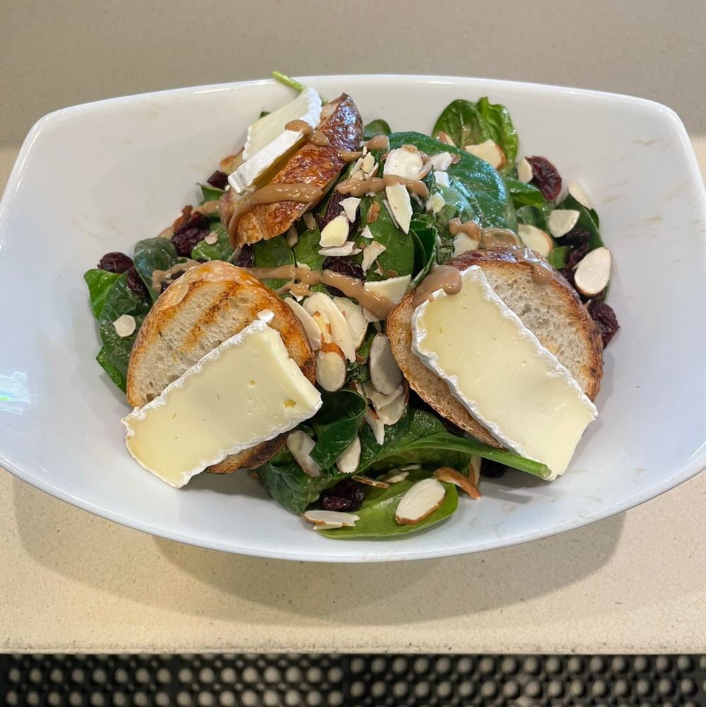Spinach Salad with Brie Toast