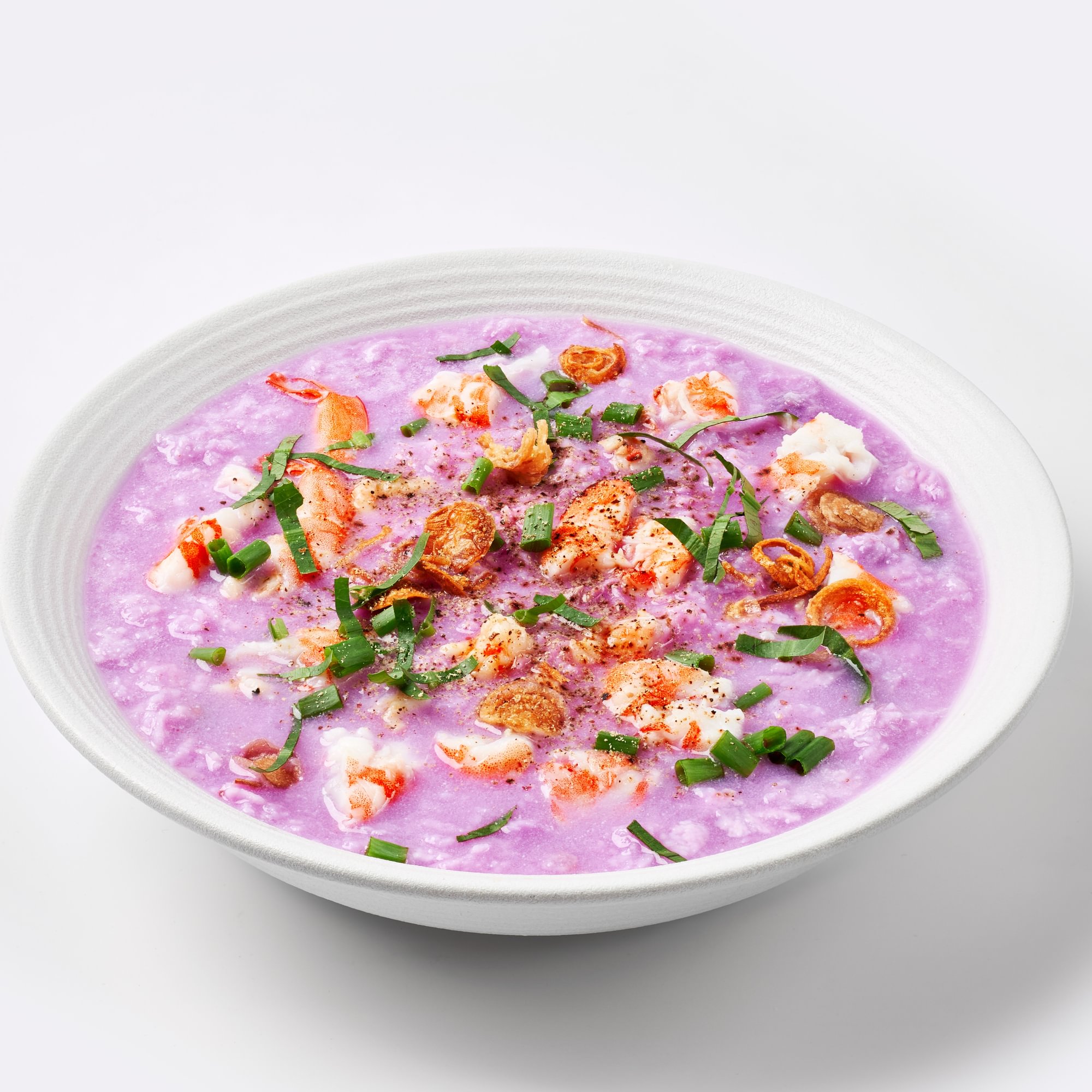 Canh Khoai Mỡ Tôm Bằm – Purple Yam Soup with Minced Shrimp