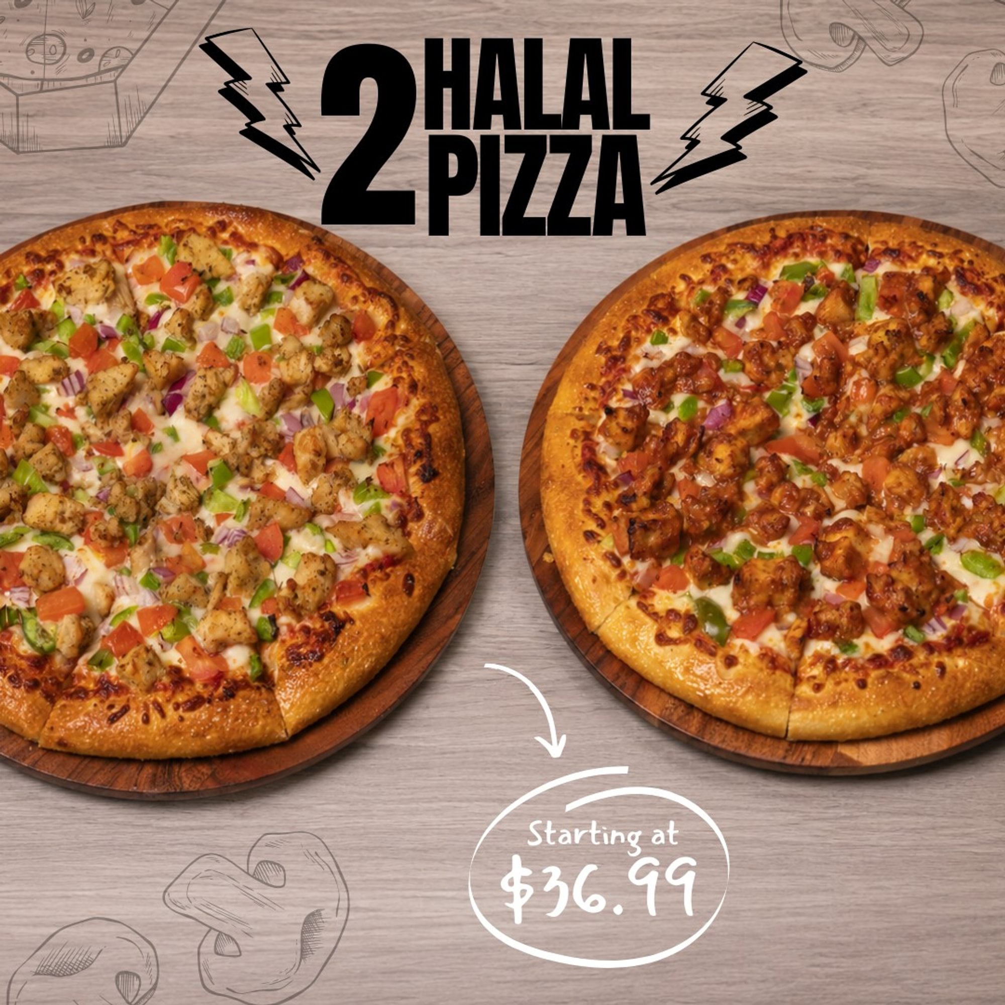 2 Halal Pizzas