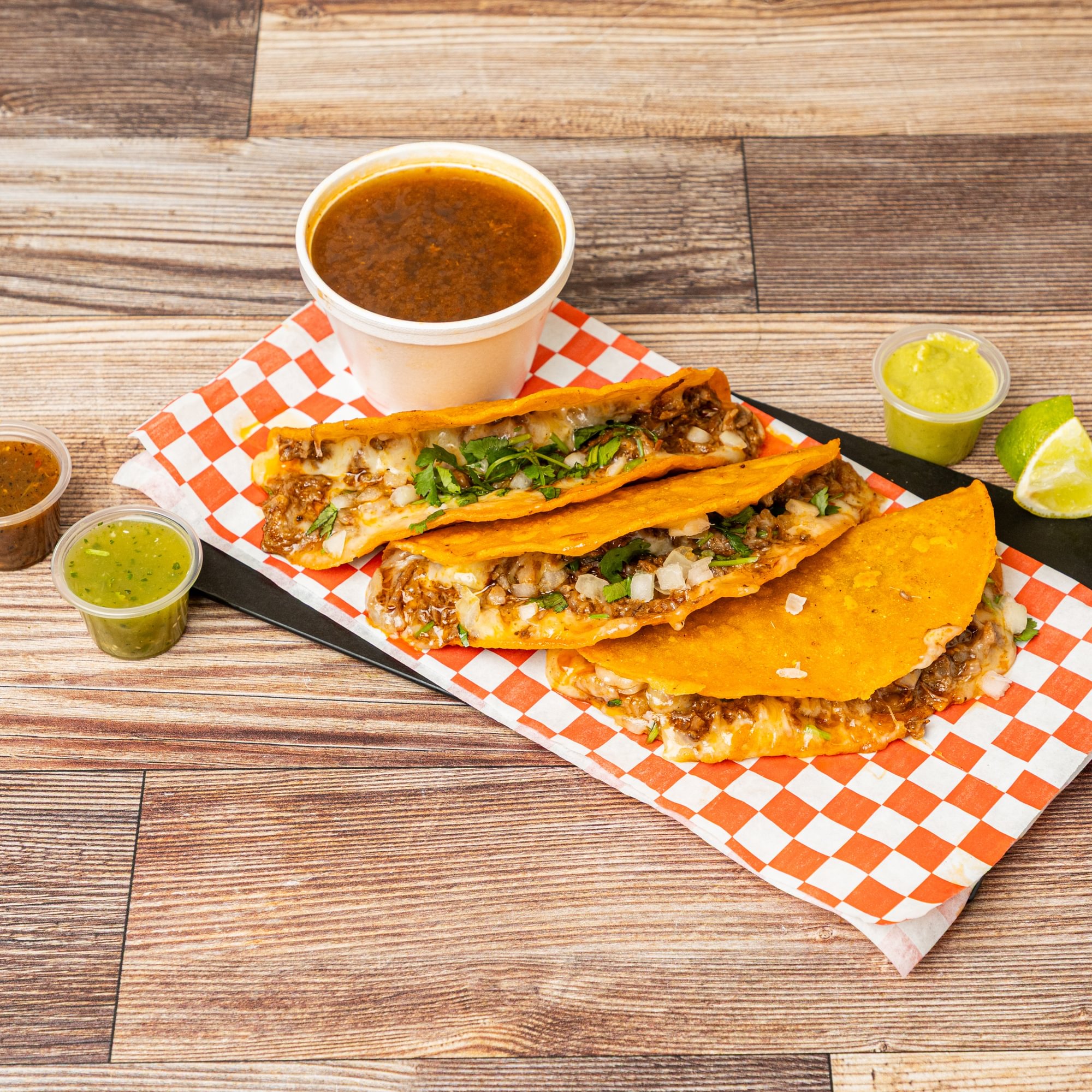 Quesabirria Tacos with Consommé