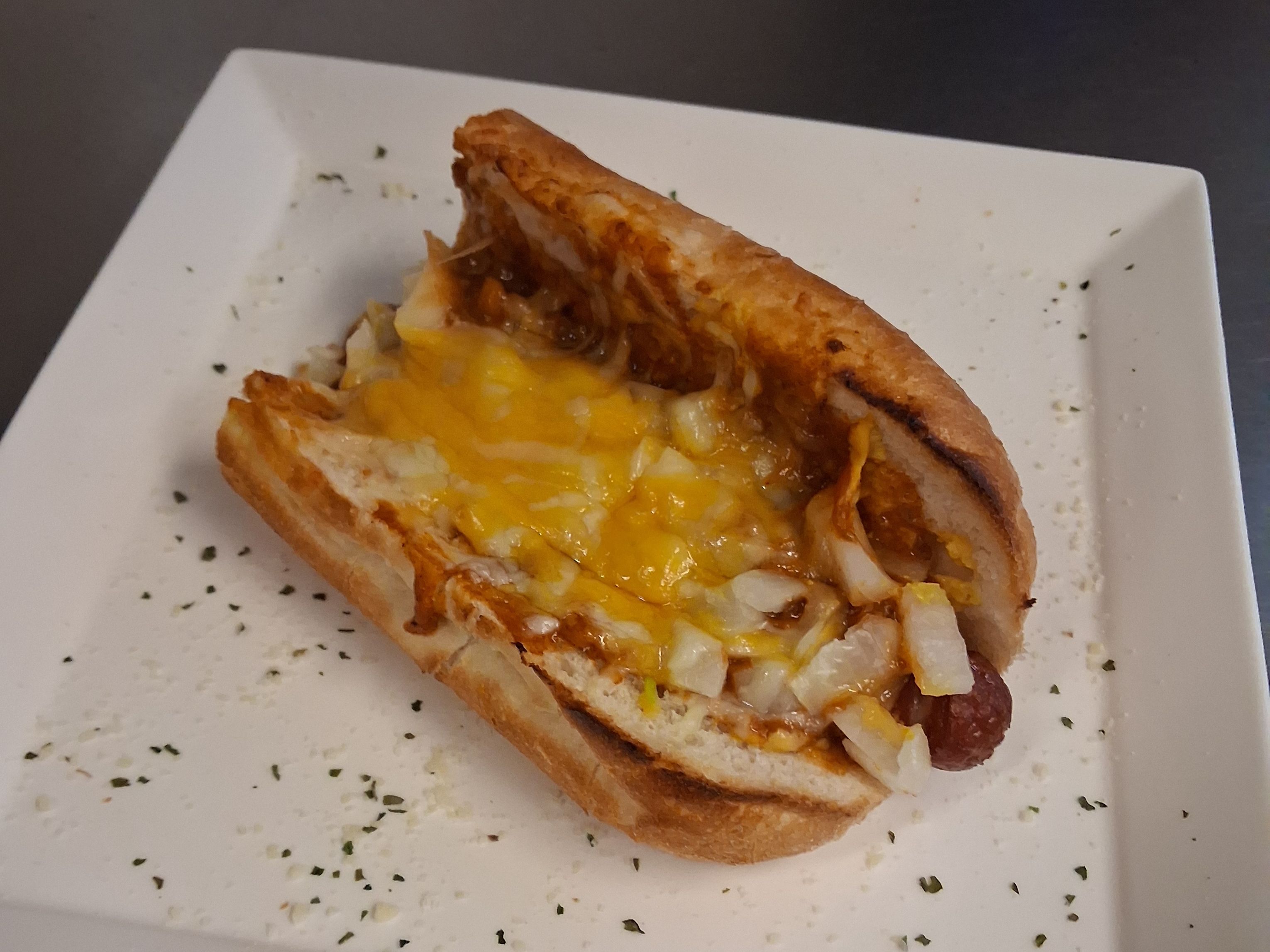 6" Chili Cheese Dog with Onions