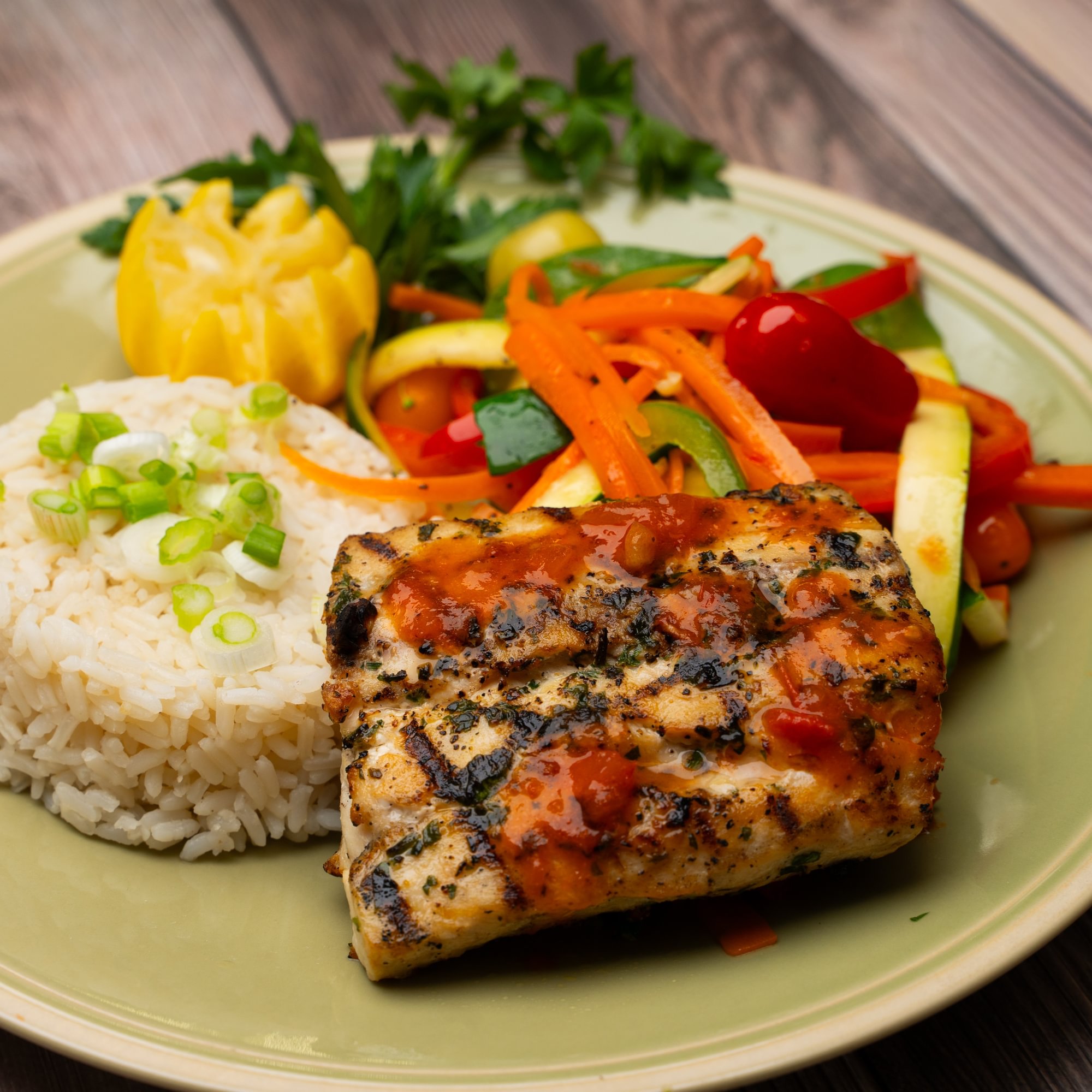 Mahi Mahi Over Rice & Vegies