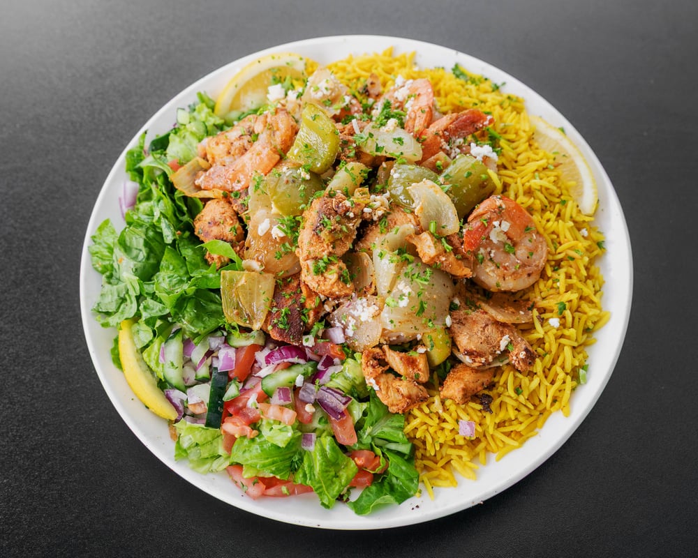 Mixed plate chicken and shrimp