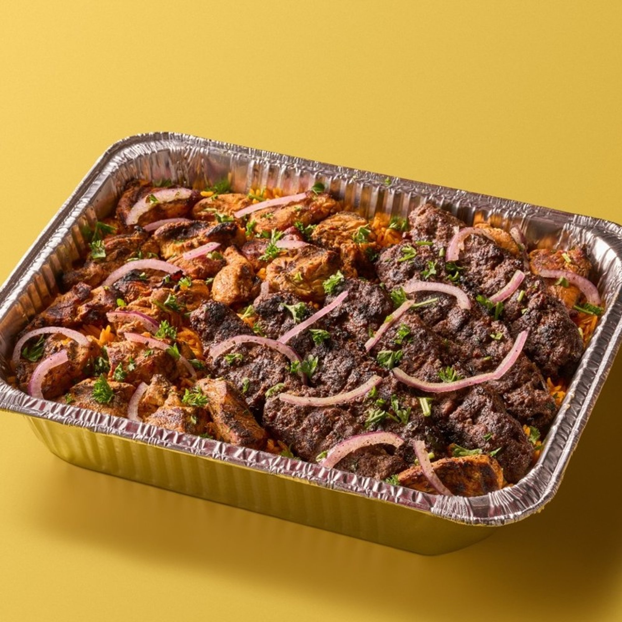 Half Egyptian Kofta Kabob & Half Chicken Kabob Family Meal