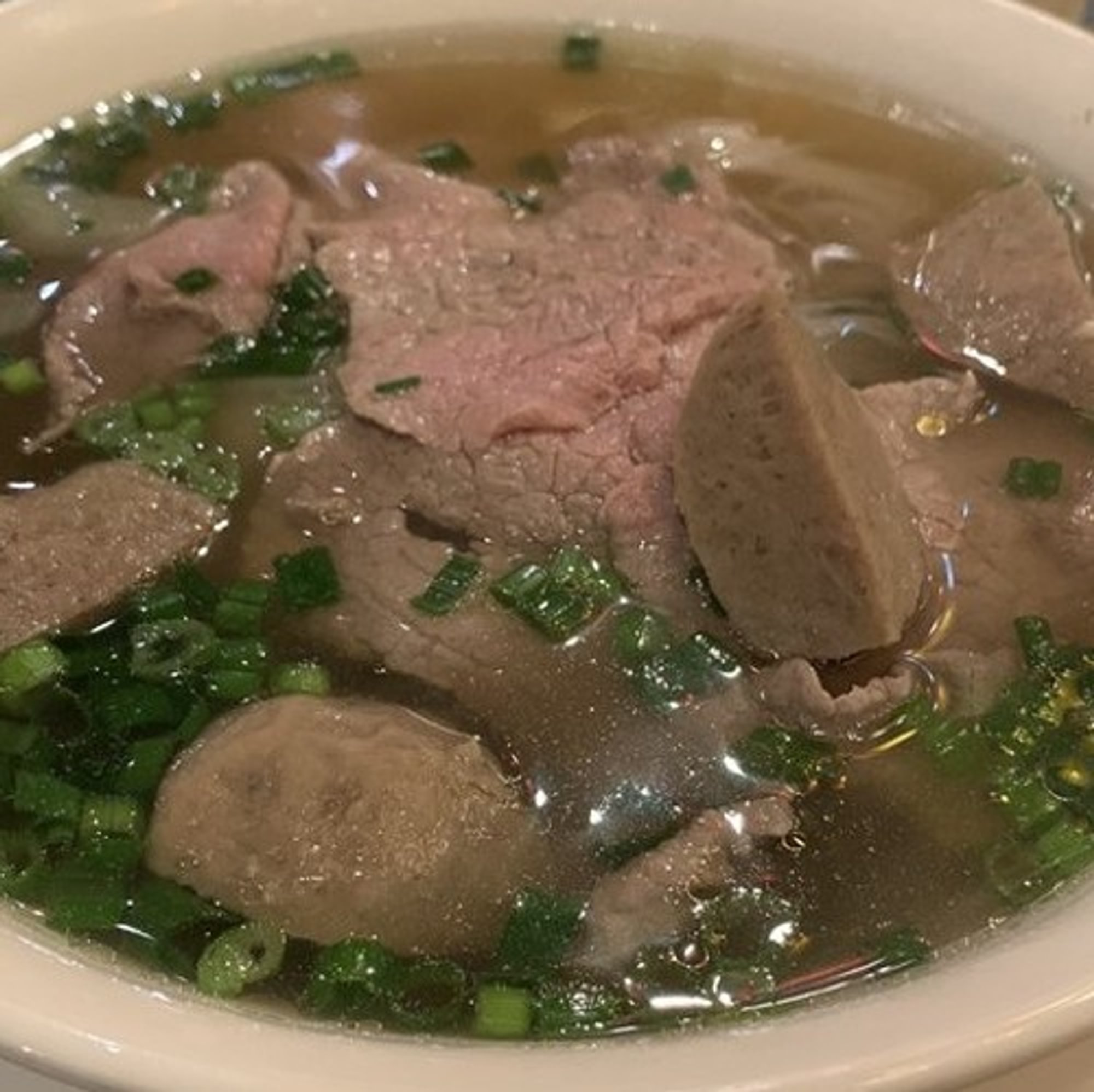 Rare Tender Steak and Meatballs Pho