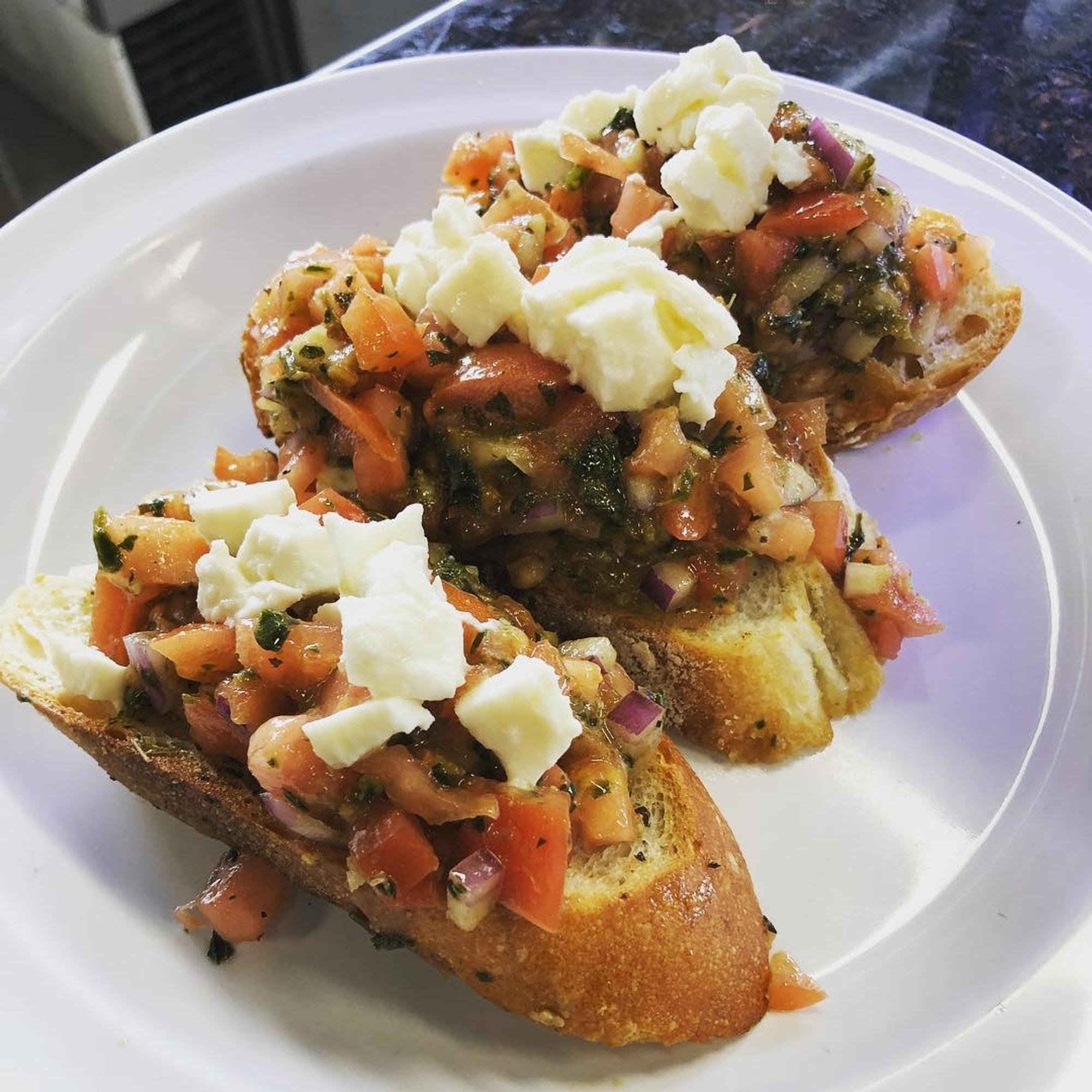 Bruschetta on Garlic Bread