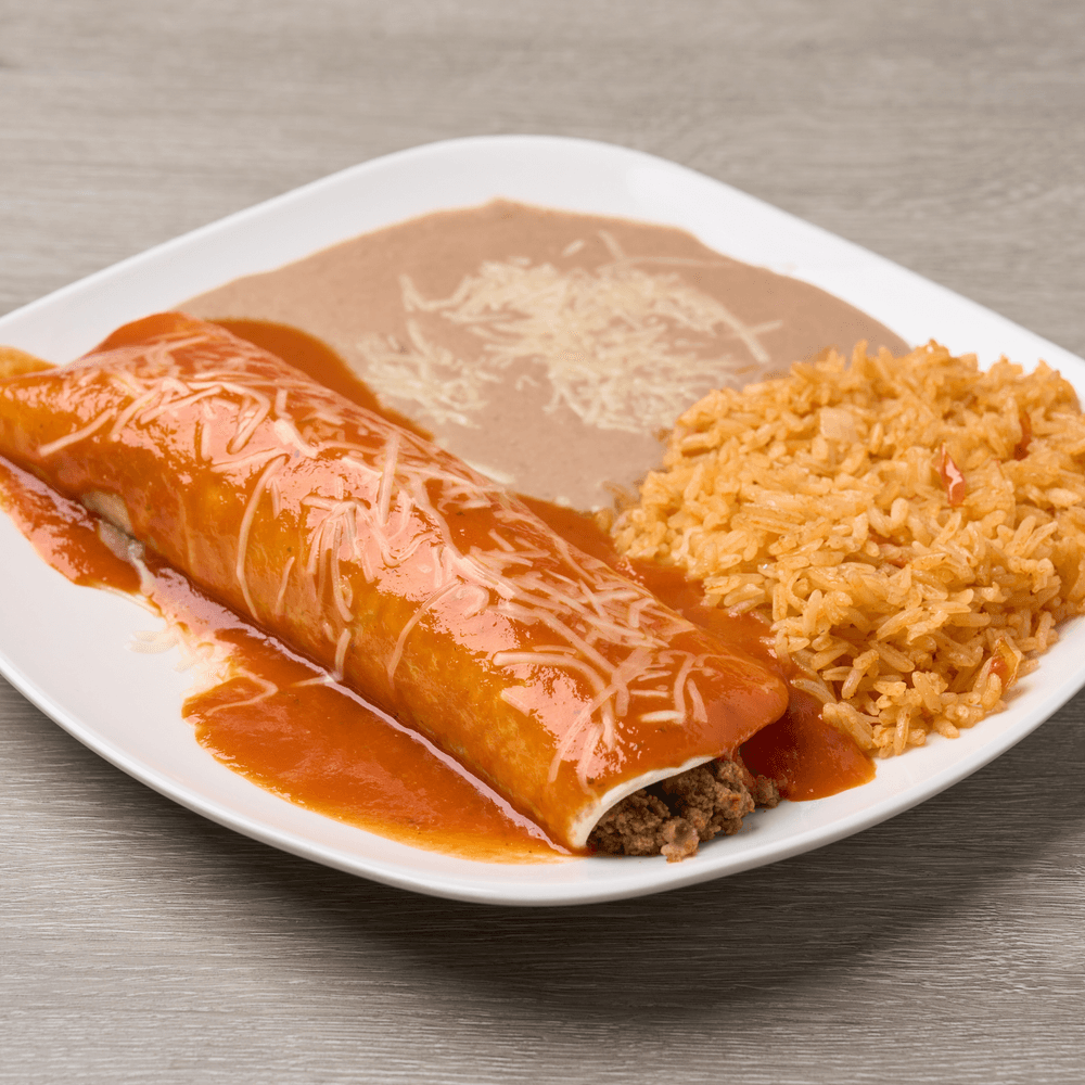 Burrito, rice & beans lunch