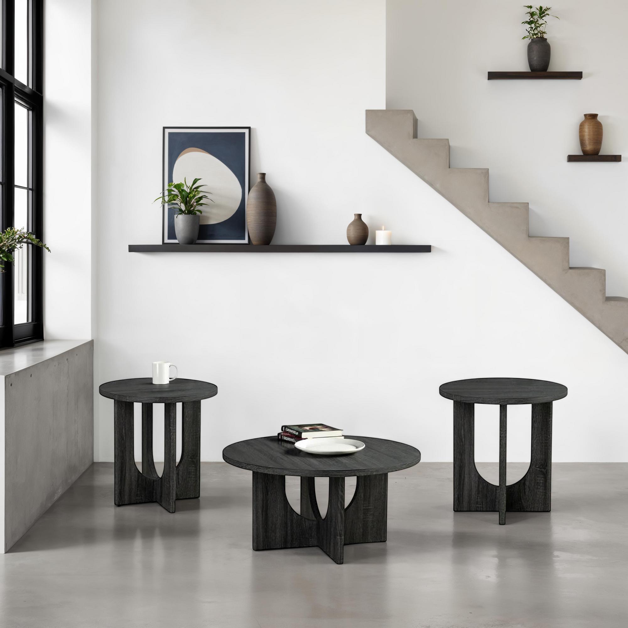 3-Piece Holen Coffee Table & End Tables - Gray