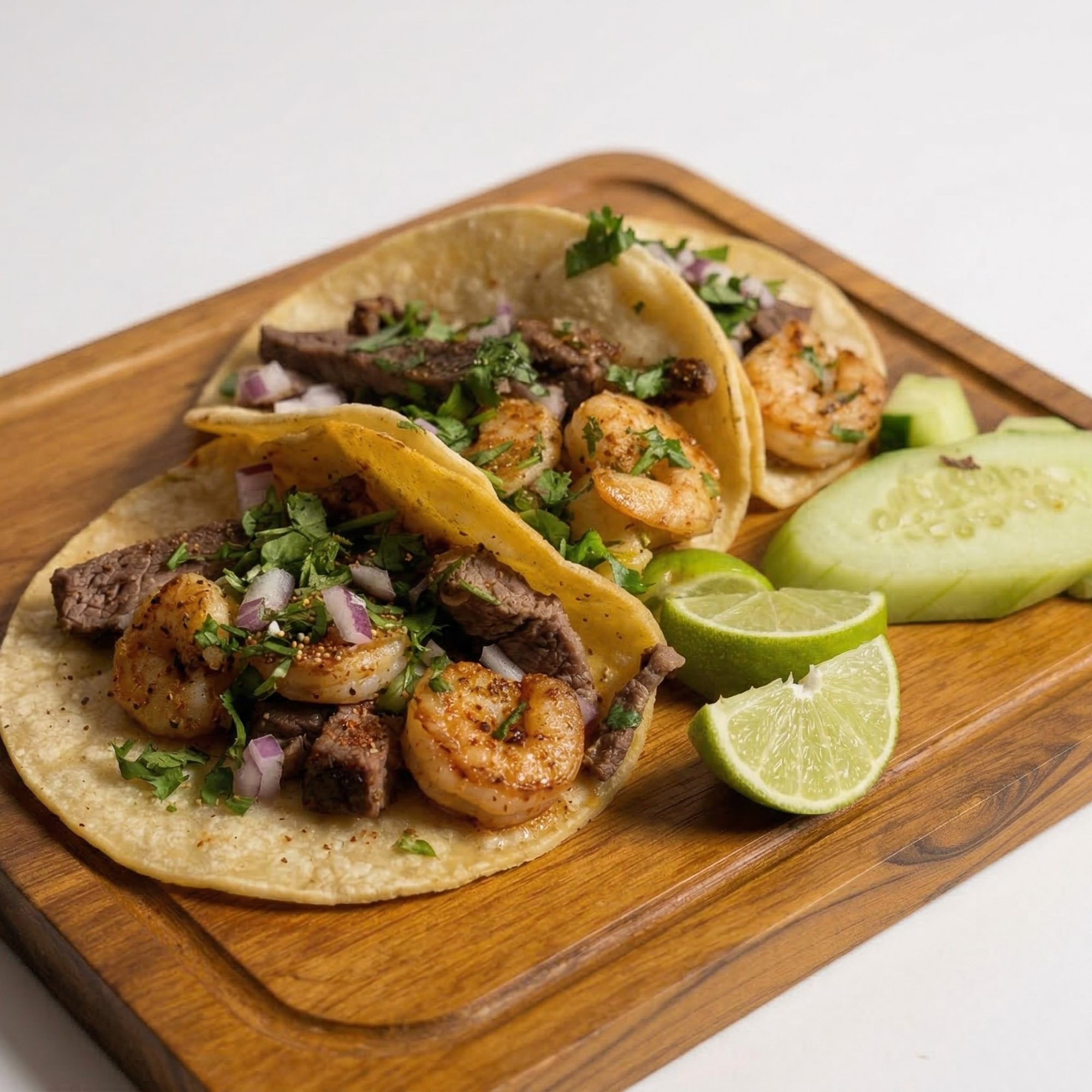 Mar y Tierra / Ribeye Steak and Shrimp Tacos