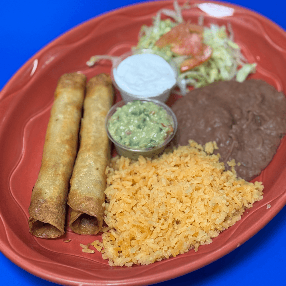 Chicken flautas lunch plate