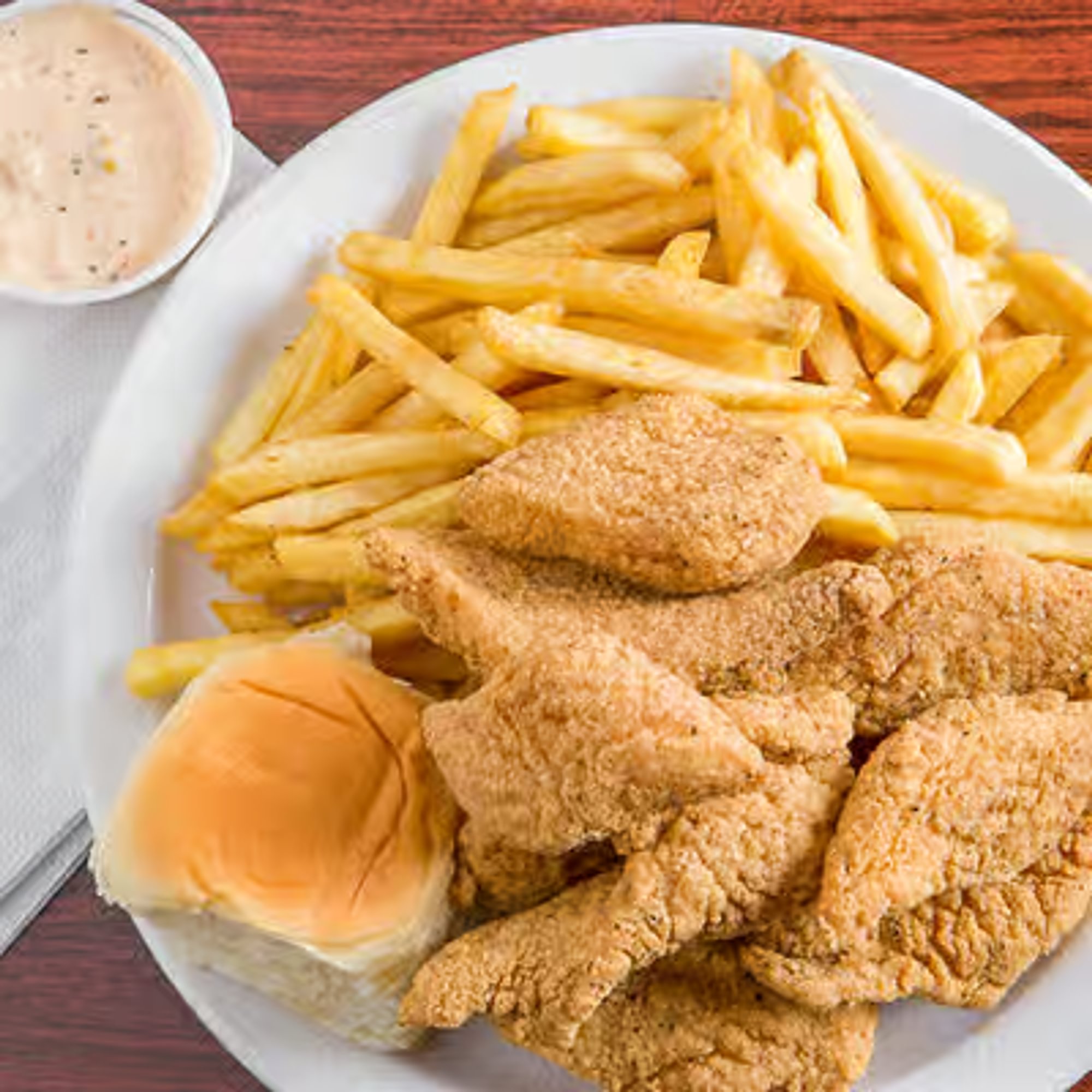 10 Fish Nuggets with Fries & Roll