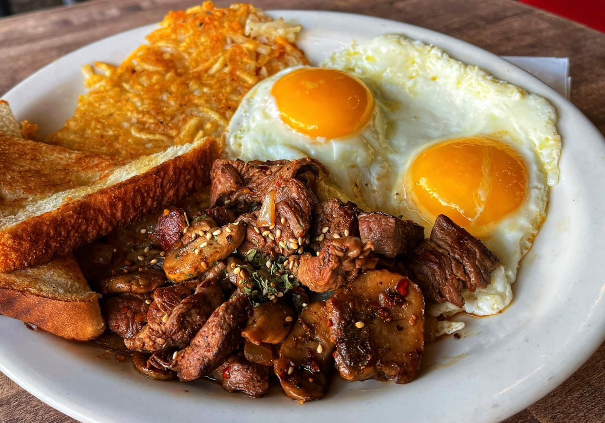 Steak Bites and Eggs