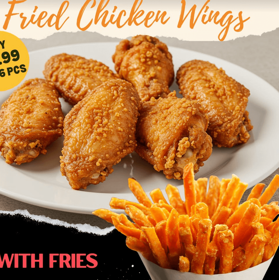 Chicken Wings with French Fries