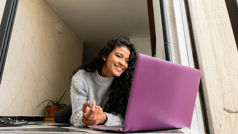 Woman enjoying pay as you play internet