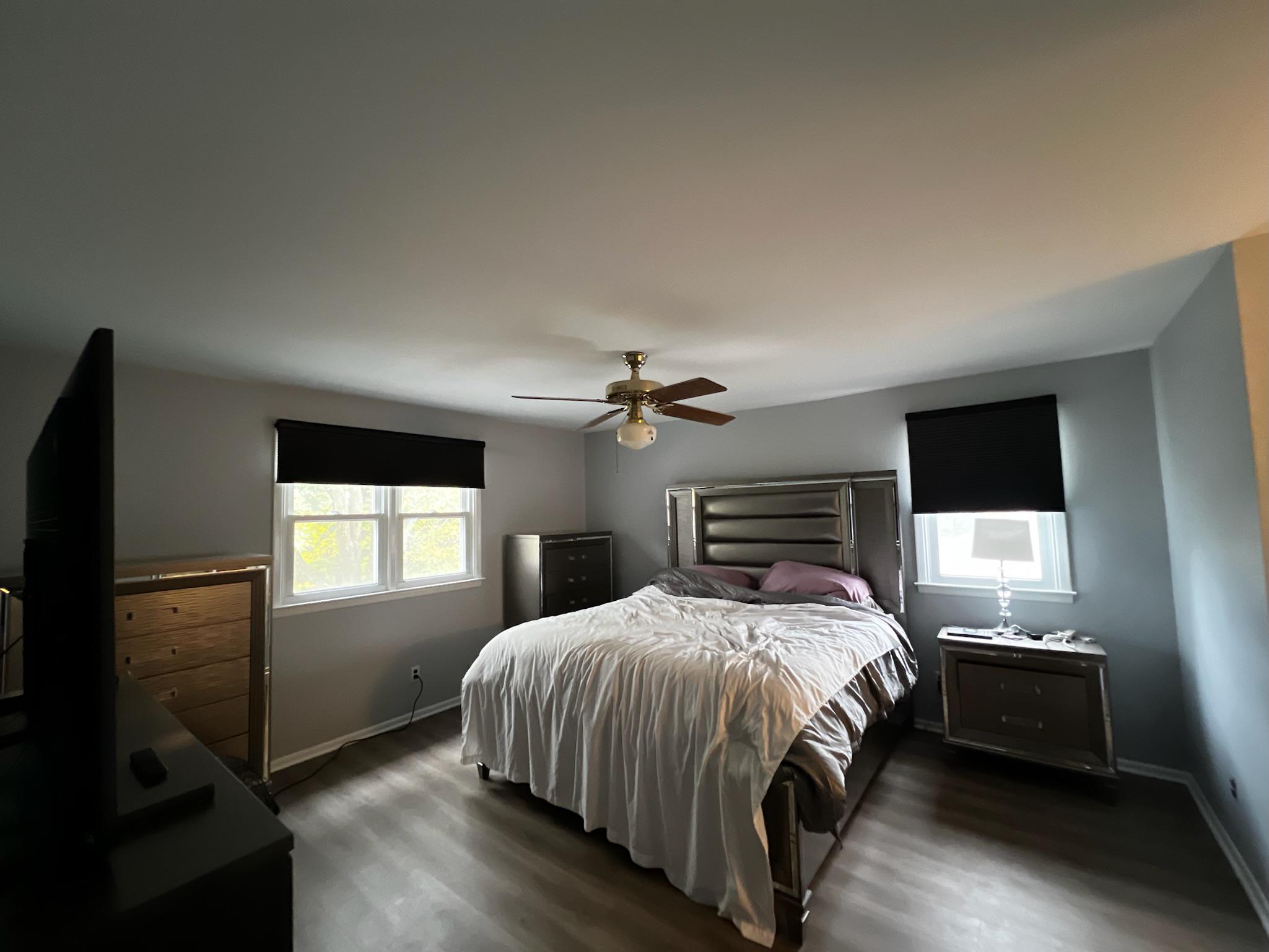 Outside mounted black out window treatments help reduce the light that enters into your bedroom.