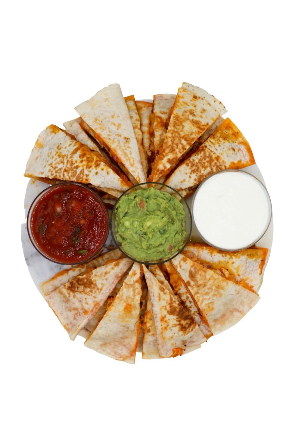 We have a quesadilla to pair perfectly for dipping any of our famous salsas or sauces!