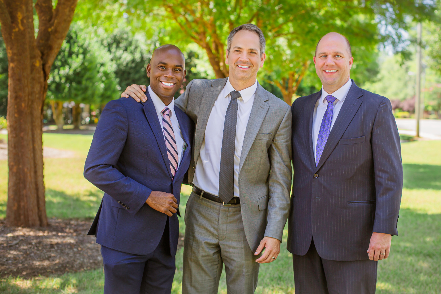 The Gastonia, NC area leaders for The Church of Jesus Christ of Latter-day Saints: President O.J. Sheppard, President Eddie Norton, and President Matthew Cox