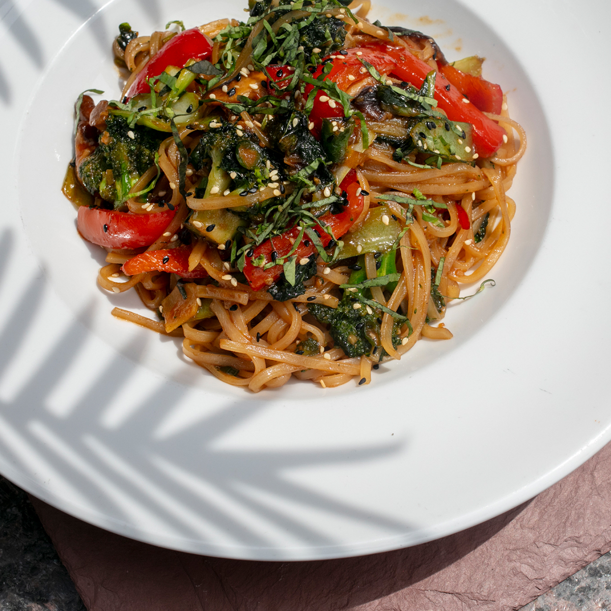 Spicy Thai Noodles | thai chili & red pepper, bok choy, broccoli & shiitake mushrooms
