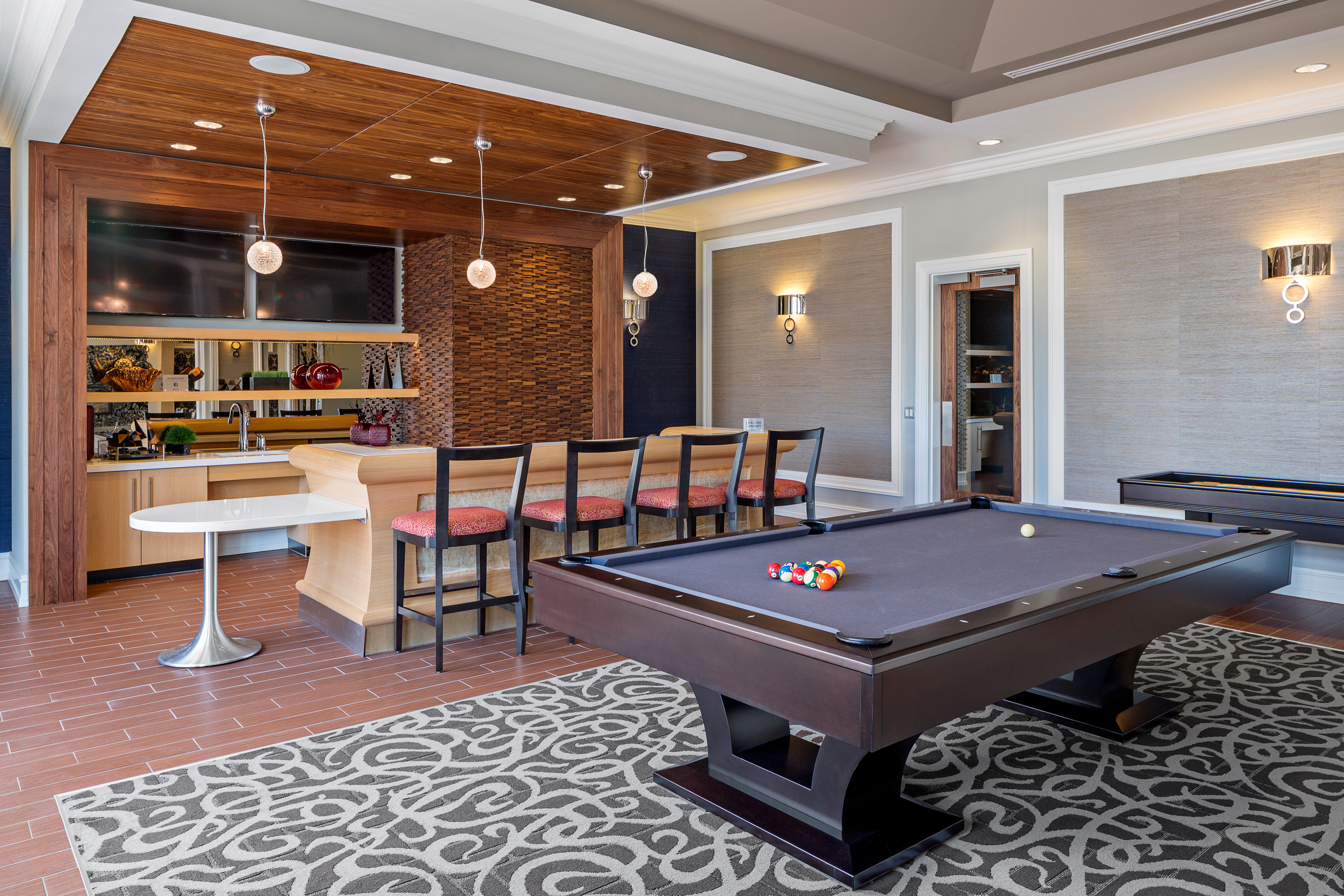 Expansive clubroom with billiards and WiFi