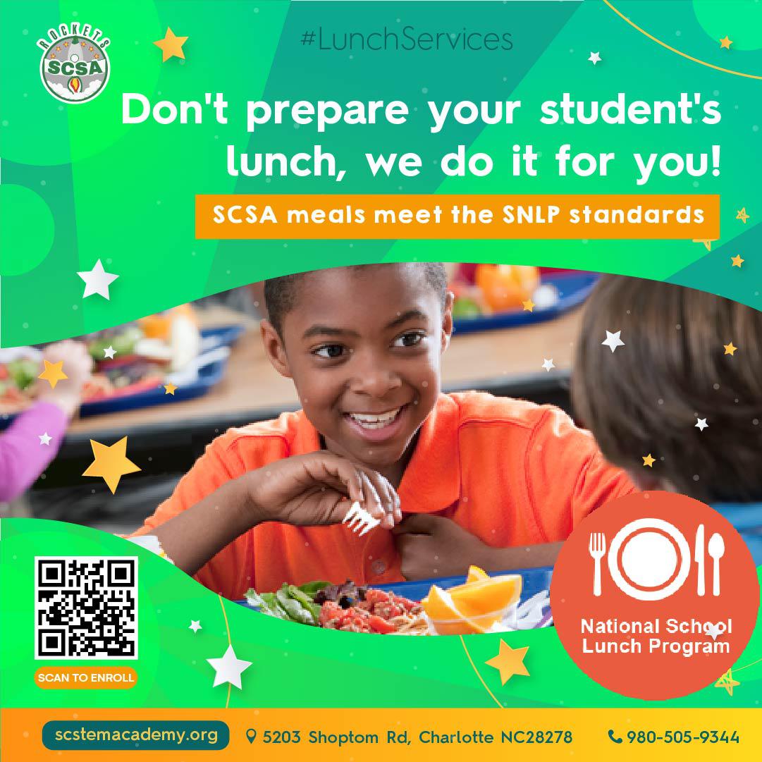 Did you know...?  40% of US school children bring their lunch to school every day that doesn't meet the SNLP standards Southwest Charlotte STEM Academy serves healthy and nutritious food every day.  â¡ Apply now for our great K-8 charter school at https://scstemacademy.org  LunchProgram  FreeMeals  ReducedLunch  HotMeals  SchoolCafeteria