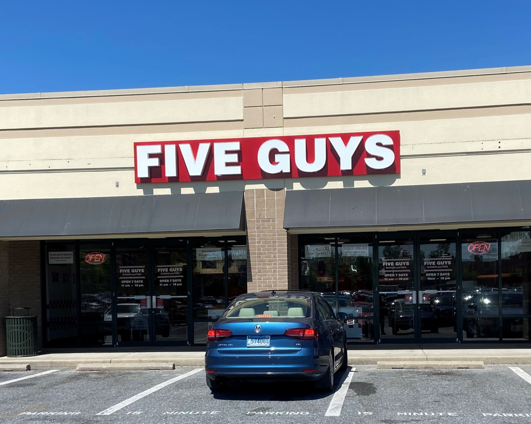 Five Guys at 9210 Baltimore National Pike in Ellicott City, Maryland.