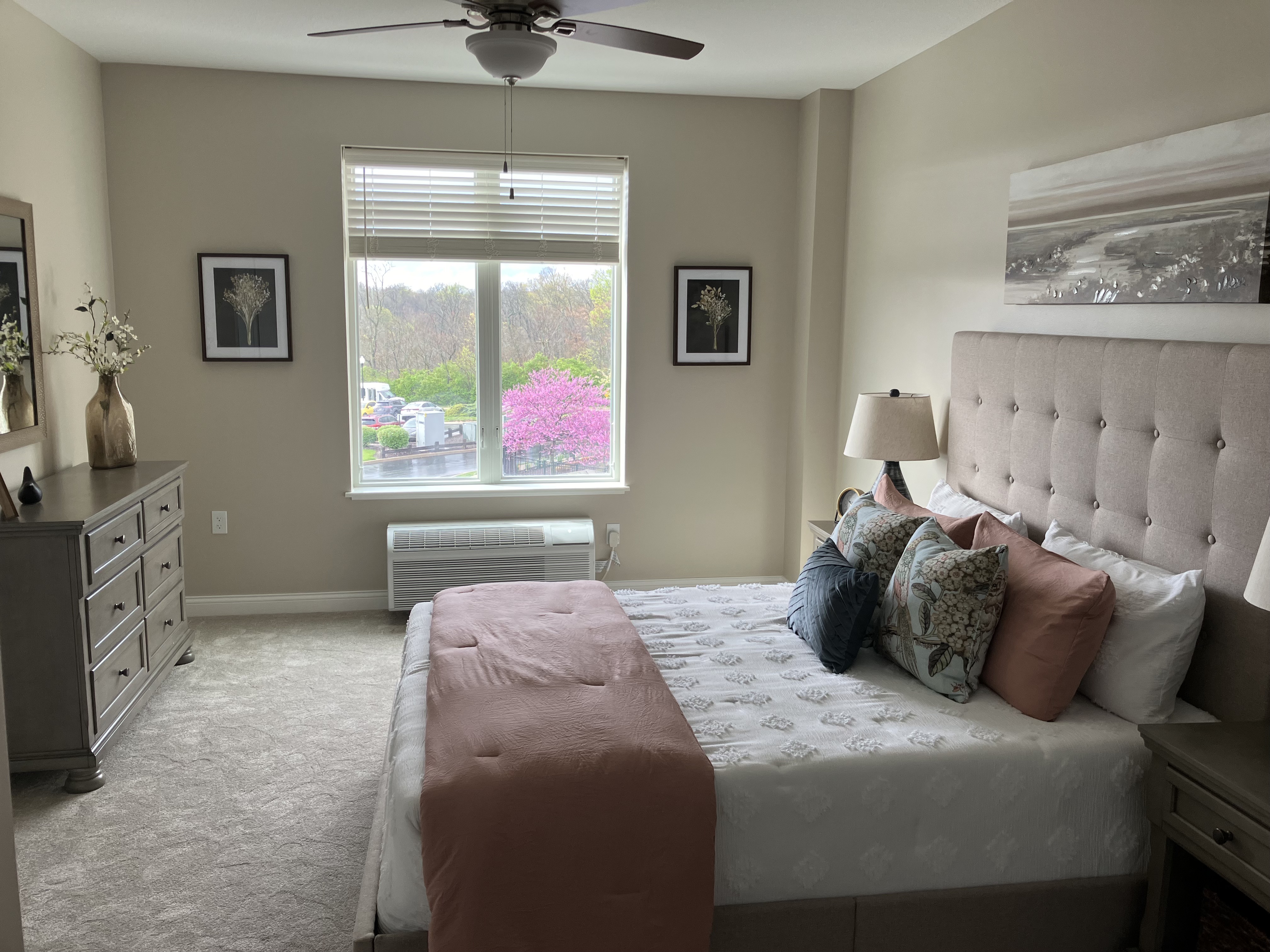 Residence bedroom at Twin Towers Senior Living Community.