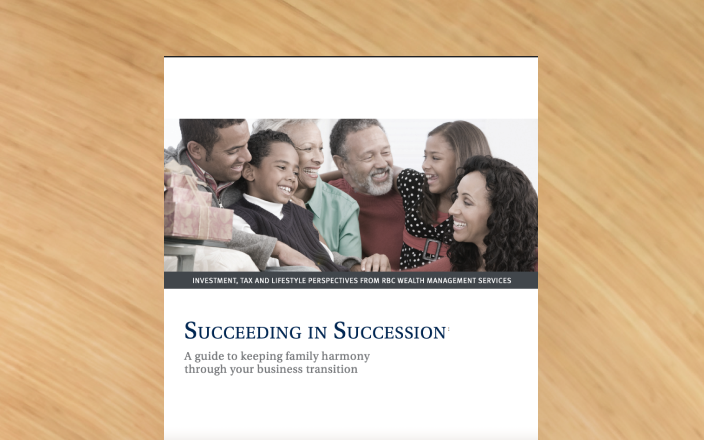 Cover of the succeeding in succession workbook featuring a multigenerational family.