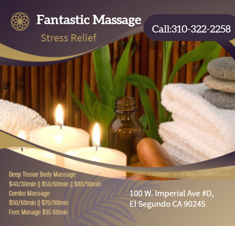 Fantastic Massage is the place where you can have tranquility, absolute unwinding and restoration of your mind, 
soul, and body. We provide to YOU an amazing relaxation massage along with therapeutic sessions 
that realigns and mitigates your body with a light to medium touch utilizing smoother strokes.