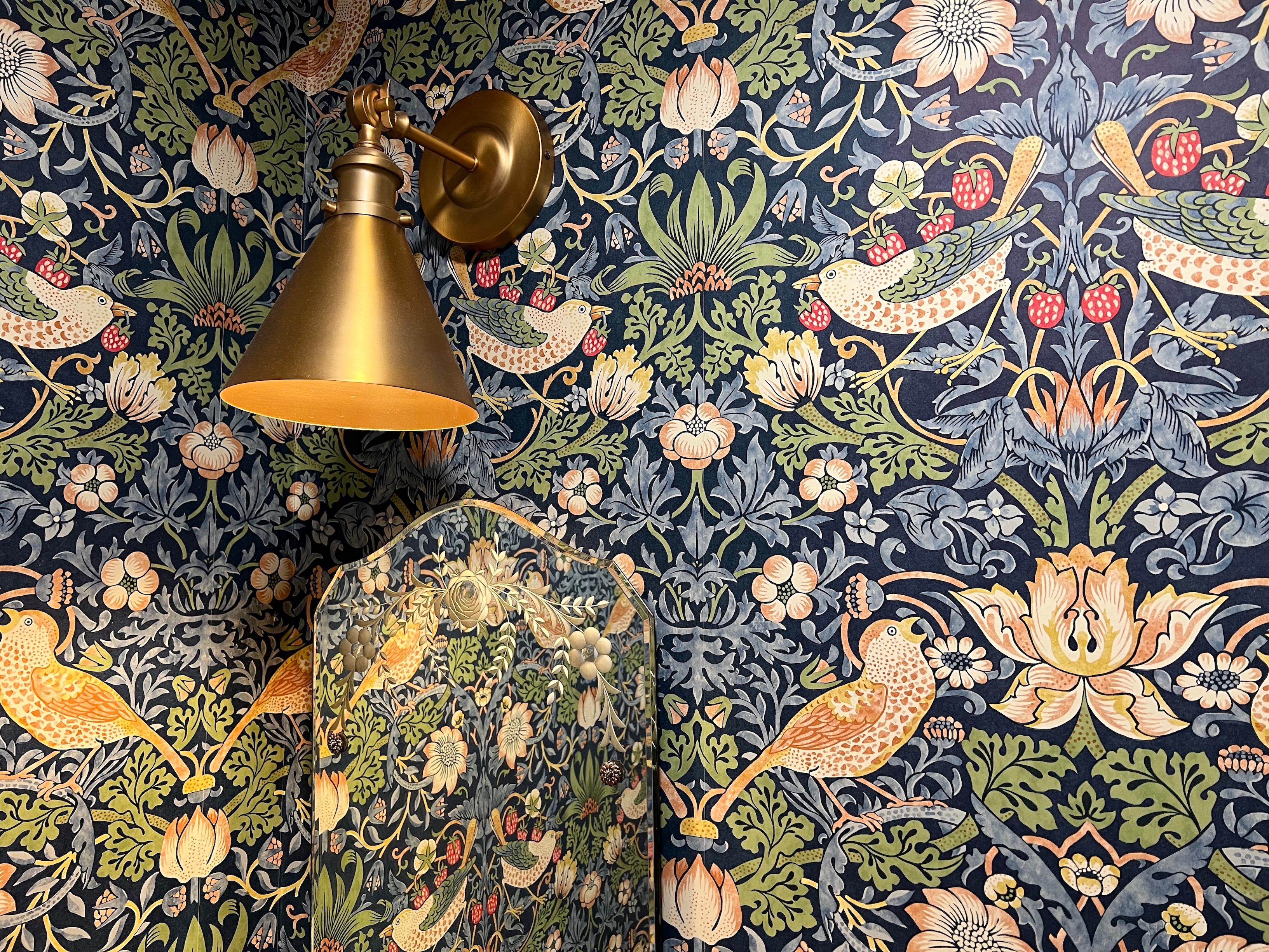 Strawberry Thief wallpaper in the powder room