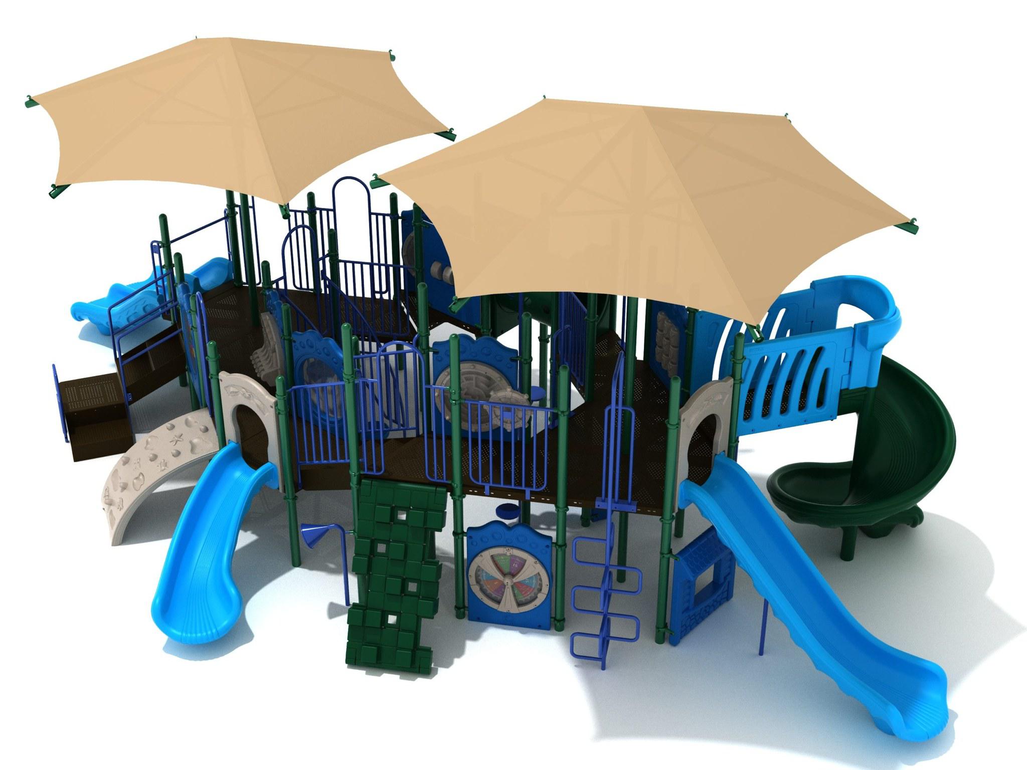 Once they hear all about the mighty collection of amusements, kids will want to pack their bags and leave tonight for the commercial-grade Paradise playscape. 
This mighty composite structure is built around a central octagon pathway whose upper level is reached by way of a short series of steps connected to a ground level Transfer Station. 
Call (615) 595-5582 to start building backyard memories that last a lifetime