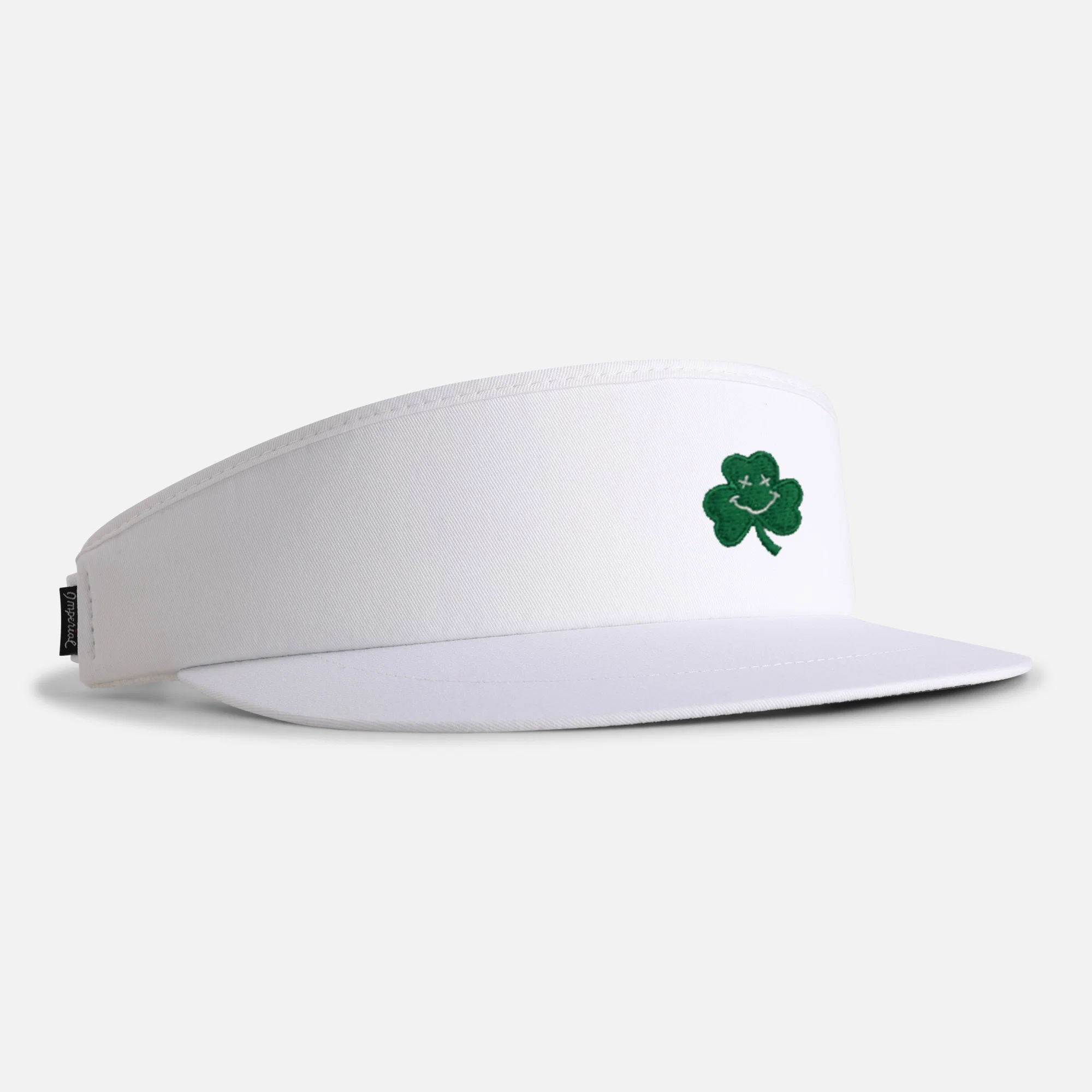 Tour Visor&reg; in white with a smiling shamrock design.