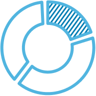 Segmented circular chart icon.