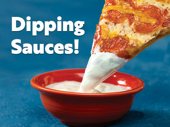pizza with dipping sauce