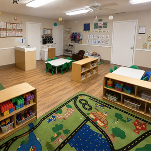 Bright and colorful preschool classroom at Childcare Network with age-appropriate learning materials