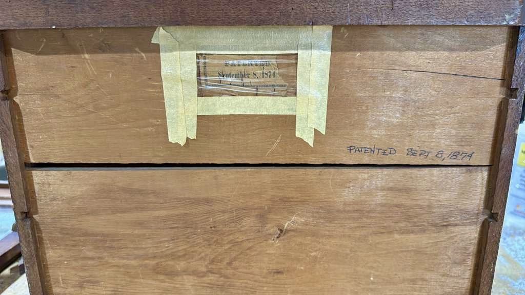 Antique Dresser from 1874.  - Label