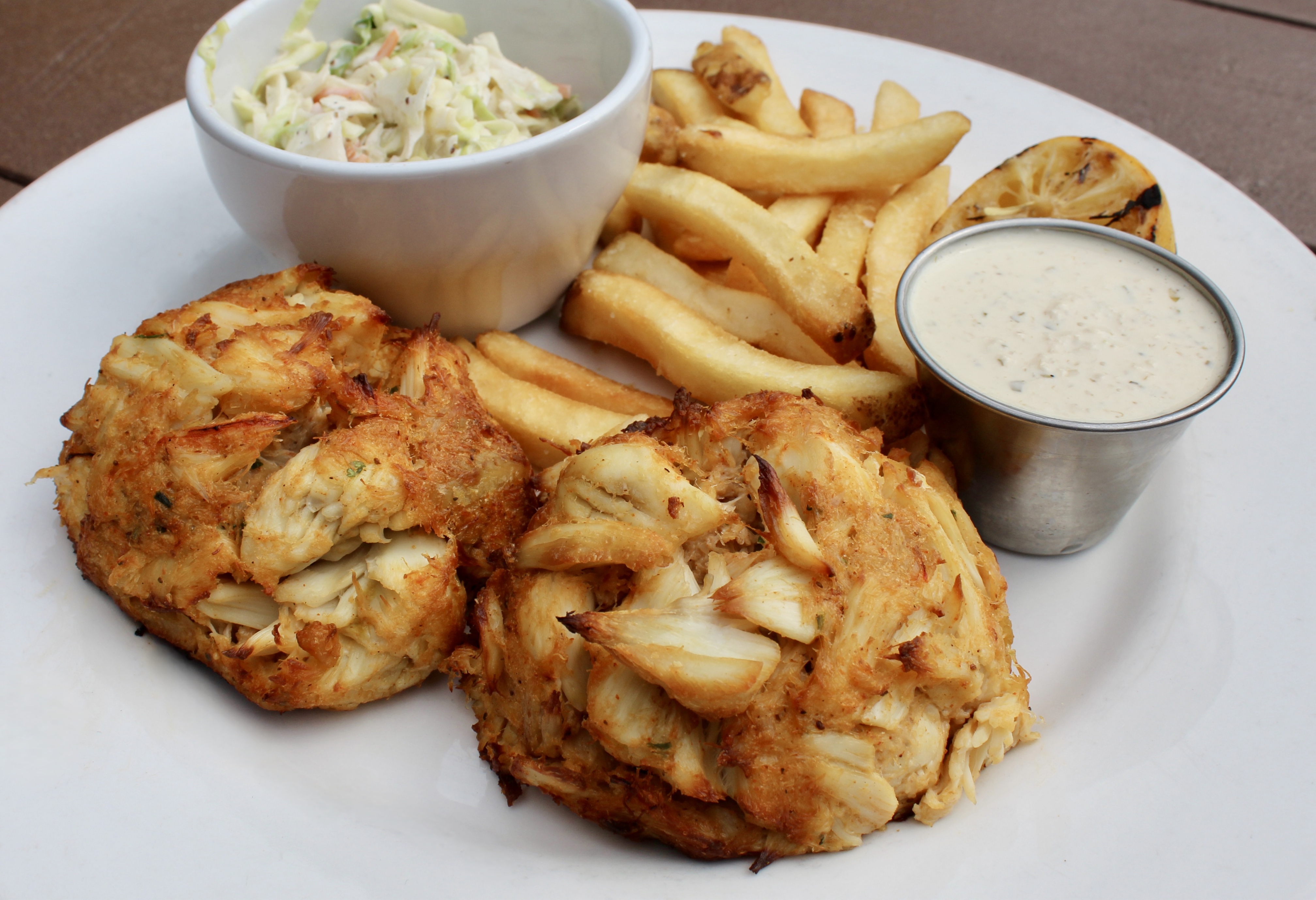 Jumbo Lump Crab Cakes served with fries & coleslaw 