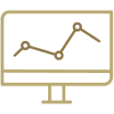 Computer screen with graph icon.