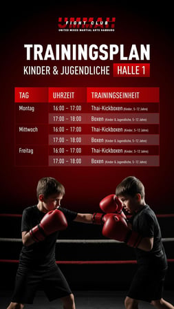 Trainingsplan - Halle 1 - Kinder / Jugendliche - UMMAH Fight Club