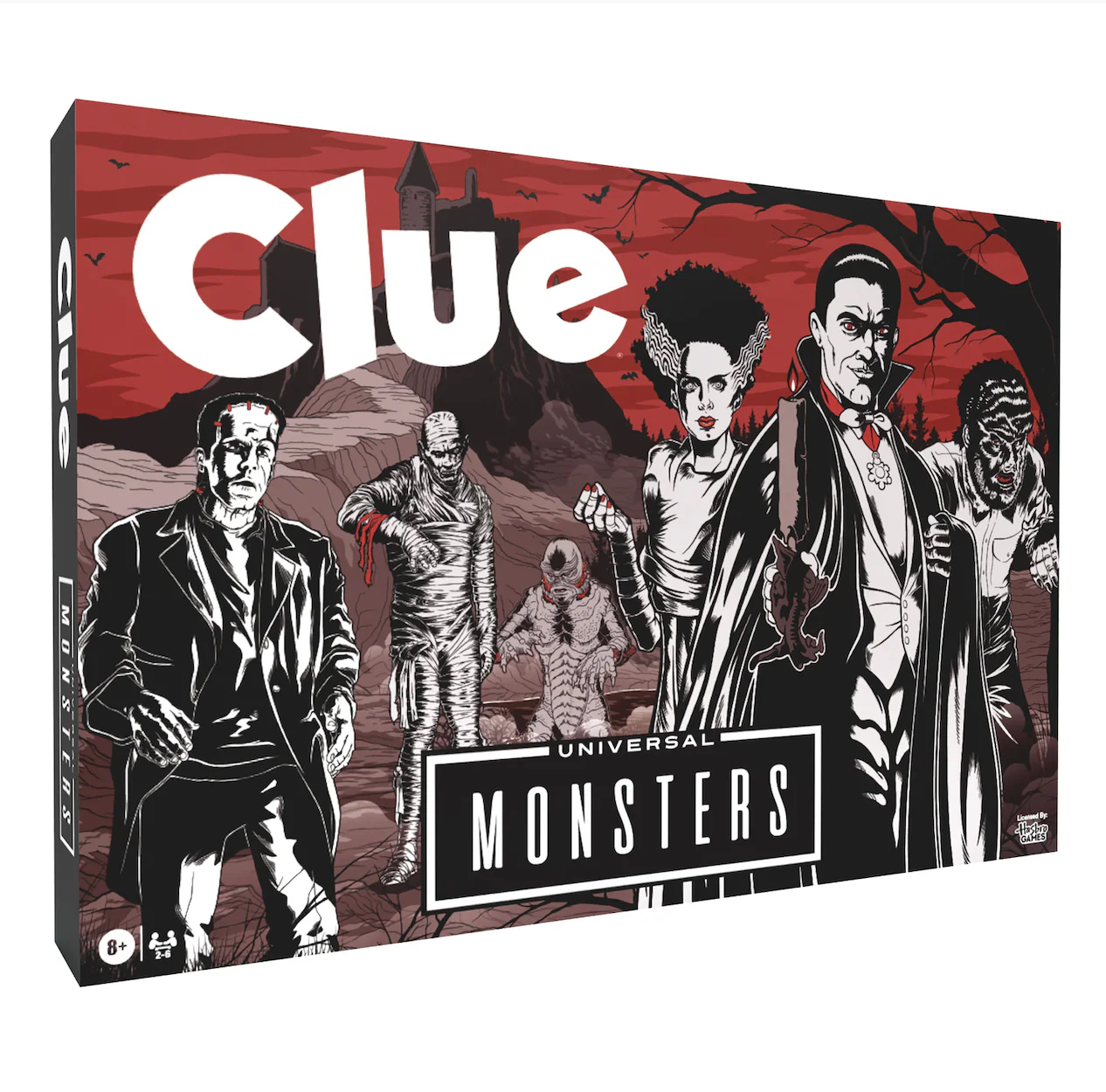 Gather your courage for CLUE: Universal Monsters, a thrilling mystery board game featuring legendary movie monsters including Dracula, Frankenstein, the Bride of Frankenstein, the Mummy, the Wolf Man, and the Creature from the Black Lagoon. Investigate Van Helsing’s mysterious disappearance, solve the crime before the villagers arrive, and enjoy an immersive strategy game for 2–6 players, ages 8+, with 60+ minutes of suspenseful gameplay. Available at World of Mirth.