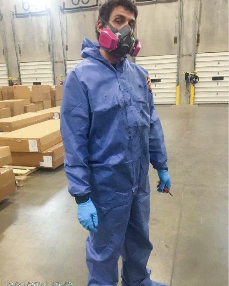 Our technicians wear full PPE to help.