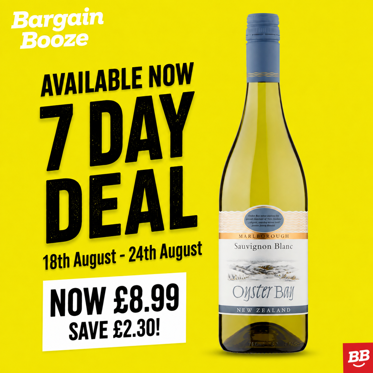 7 Day Deal On Oyster Bay Sauvignon Blanc Only £8.99