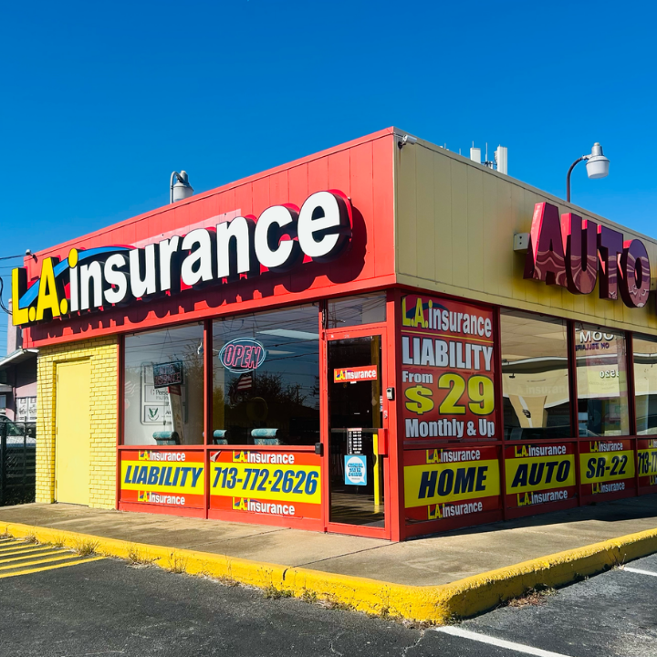 Exterior of the L.A. Insurance Agency located at 8530 Bellaire Blvd in TX 