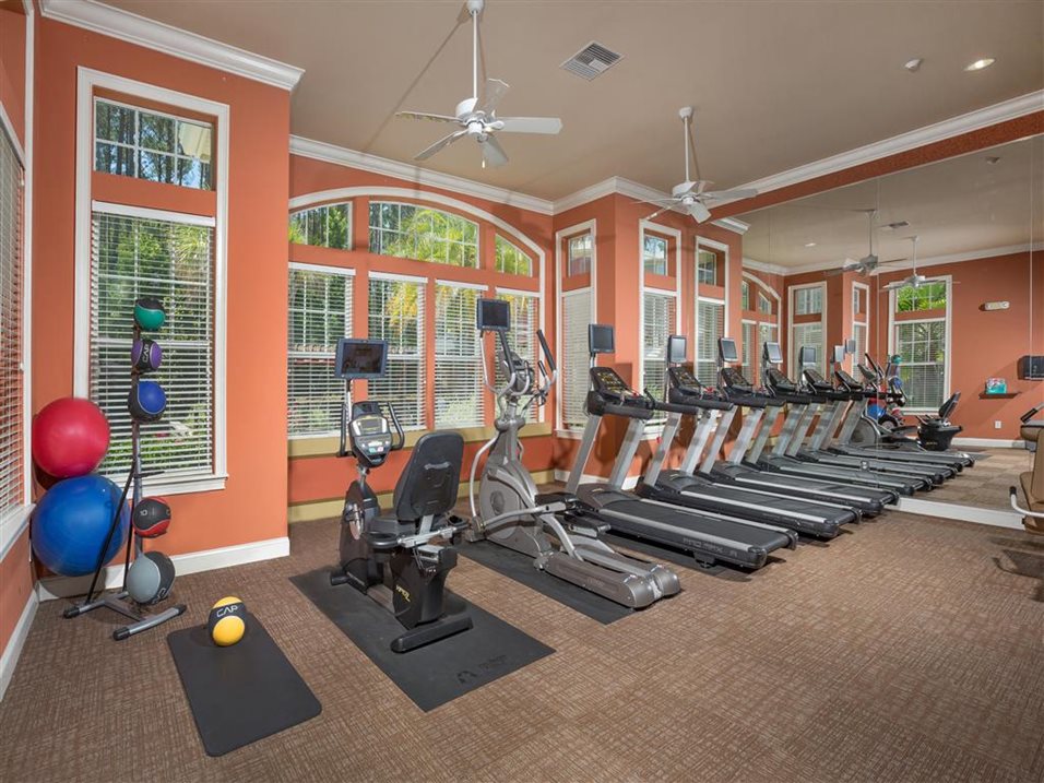State-of-the-Art Fitness Pavilion with Free Weights at Courtney Bend Apartment Homes