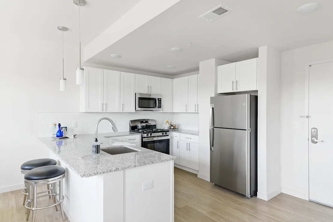 Modern kitchen with white furniture